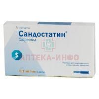 Сандостатин амп.(р-р д/в/в и п/к введ.) 0,1мг/мл 1мл №5 Novartis Pharma/Швейцария