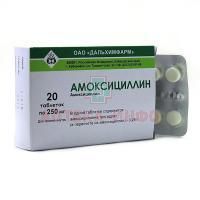 Амоксициллин таб. 250мг №20 уп.конт.яч.пач.карт. Дальхимфарм/Россия