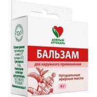 Бальзам ДОБРЫЙ АПТЕКАРЬ с натур. эфирными маслами 4г Эльфарма