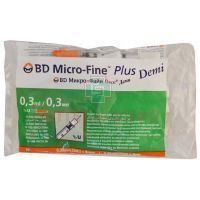 Шприц инсулиновый Micro-Fine + с иглой 0,3мл U-100 30G №10 Becton Dickinson/Испания