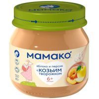 Пюре МАМАКО яблоко и персик с козьим творожком (с 6 мес.) 80г Flory Doo/Сербия