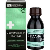 Бриллиантового зеленого раствор спиртовой фл.(р-р наружн.) 1% 25мл (винт. крышка) Флора Кавказа