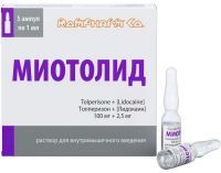 Миотолид амп.(р-р д/в/м введ.) 100мг+2,5мг 1мл №5 Rompharm Company/Румыния