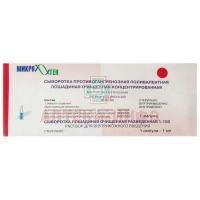 Сыворотка противогангренозная поливалентная лошадиная очищенная концентрированная жидкая амп.(р-р д/ин.) 30000МЕ 1 доза №1 уп.конт.пласт.(подд.) с сыв. лошад. разв. 1:100 амп. №1 Микроген НПО ФГУП МЗ РФ