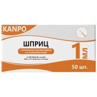 Шприц инсулиновый KANPO (КАНПО) 1мл (3-х комп.) U-100 29G (игла 0,33х13) №50 Shandong Weigao Group Medical Polymer/Китай