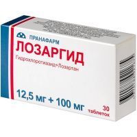 Лозаргид таб. п/пл. об. 12,5мг+100мг №30 Пранафарм