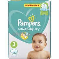 Подгузники PAMPERS Active baby dry (6-10кг) №82 Проктер энд Гэмбл