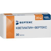 Кветиапин-Вертекс таб. п/пл. об. 100мг №30 (15x2) Вертекс/Россия