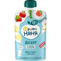 Десерт ФРУТОНЯНЯ яблоко/банан/клубника с молоком 90г Прогресс