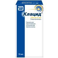 Клацид фл.(гран. д/приг. сусп. д/приема внутрь) 250мг/5мл 49,46г №1 AbbVie S.r.l/Италия