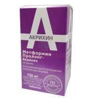 Метформин Пролонг-Акрихин таб. пролонг. п/пл. об. 750мг №30 бан. Акрихин