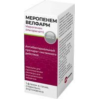 Меропенем Велфарм фл.(пор. д/приг. р-ра д/в/в введ.) 1000мг №1 Рузфарма/Россия