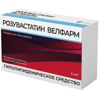 Розувастатин Велфарм таб. п/пл. об. 5мг №90 Велфарм/Россия Розувастатин Велфарм таб. п/пл. об. 5мг №90 Велфарм/Россия