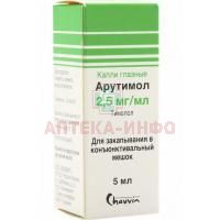 Арутимол фл.полиэтил.(капли глазн.) 2,5мг/мл 5мл Lab.Chauvin/Франция/Chauvin Ankerpharm/Германия