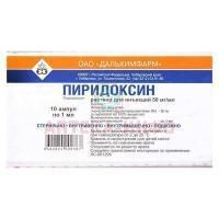 Пиридоксин амп.(р-р д/ин.) 50мг/мл 1мл №10 короб.карт. Дальхимфарм