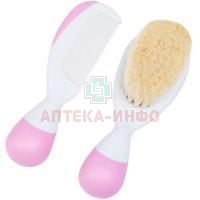 Набор CHICCO расческа и щетка натуральная розовый (0-12мес.) (арт. 320611037) Artsana/Италия