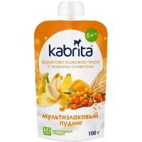Пюре Кабрита фруктово-злаковое Какао пудинг с коз. сливками 100г Salvest/Эстония
