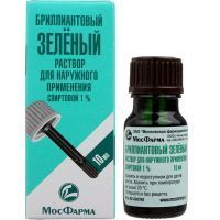 Бриллиантового зеленого раствор спиртовой фл.(р-р наружн.) 1% 10мл (фл. с лопаткой) Мосфармфабрика