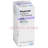 Мадопар "250" таб. 200мг+50мг №100 Delfarm Milano/Италия/F. Hoffmann-La Roche/Швейцария