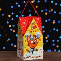Коробка подарочная складная "Три кота", 10,5х10,5х21,5см 1шт