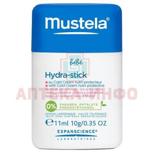 MUSTELA Bebe Hydra-Stick стик для губ и лица с кольд-кремом 11мл Laboratoires Expanscience/Франция
