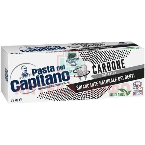 Зубная паста Pasta Del Capitano Отбеливающая с древесным углем 75мл (туба) Farmaceutici Dottor Ciccarelli/Италия